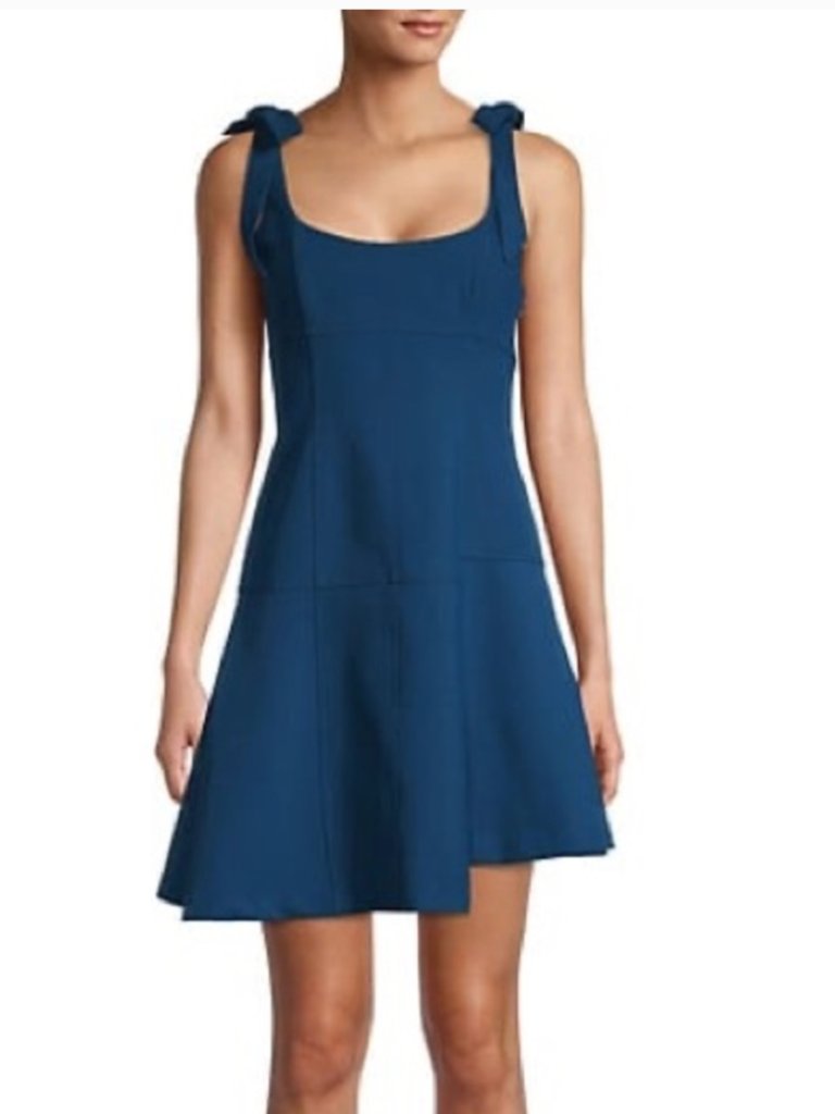 Cinq A Sept Jeanette Dress Mini Asymmetric Tie Sleeveless Navy Blue Nwt New 10